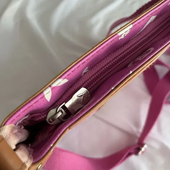 Playboy Y2K Monogram Shoulder Bag Baby Pink & White Rare Adjustable Strap - Picture 10 of 10